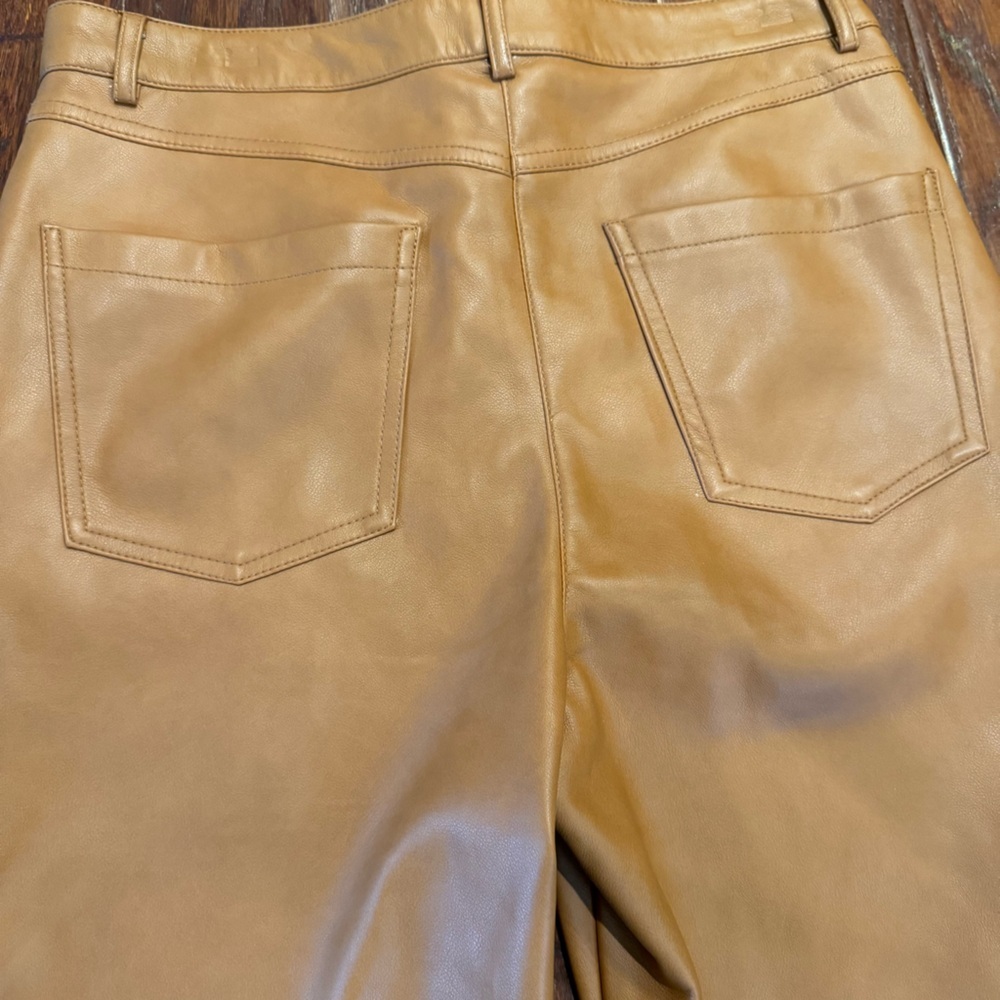 7 For All Mankind Brown Faux Leather Straight Leg Pants - Picture 3 of 11